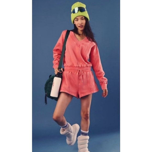 Free People FP Movement Intercept Romper NWOT Hibiscus Pink Small - Picture 1 of 8